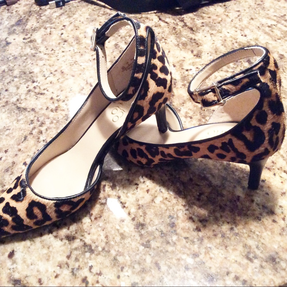 Franco Sarto Leopard Cow Hair High heel Shoes